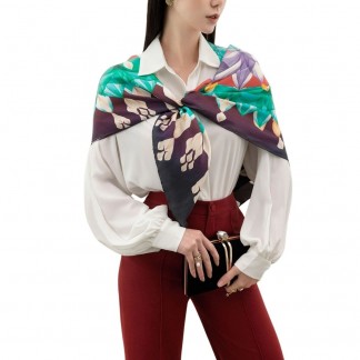 Khăn lụa vuông Julia xanh lam ngọc  100*100cm